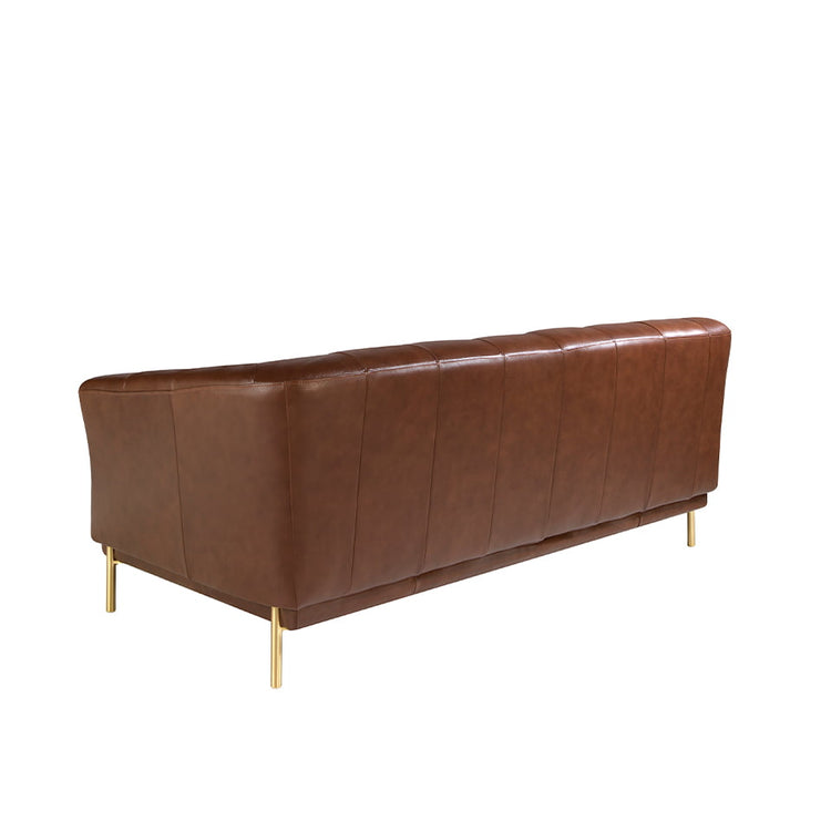 2 seater sofa in brown leather and golden steel-Angel Cerdá