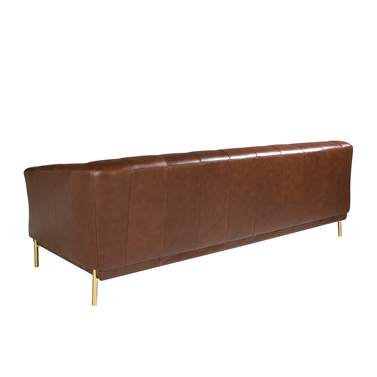 3 seater sofa brown leather and golden steel-Angel Cerdá