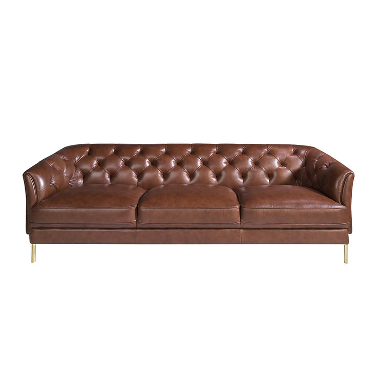 3 seater sofa brown leather and golden steel-Angel Cerdá