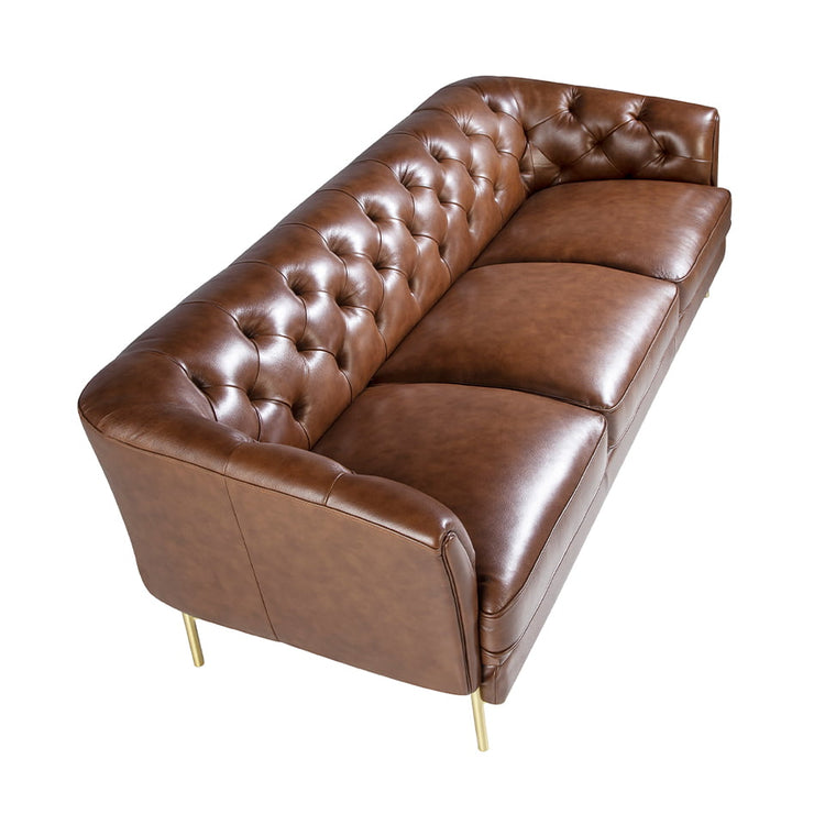 3 seater sofa brown leather and golden steel-Angel Cerdá