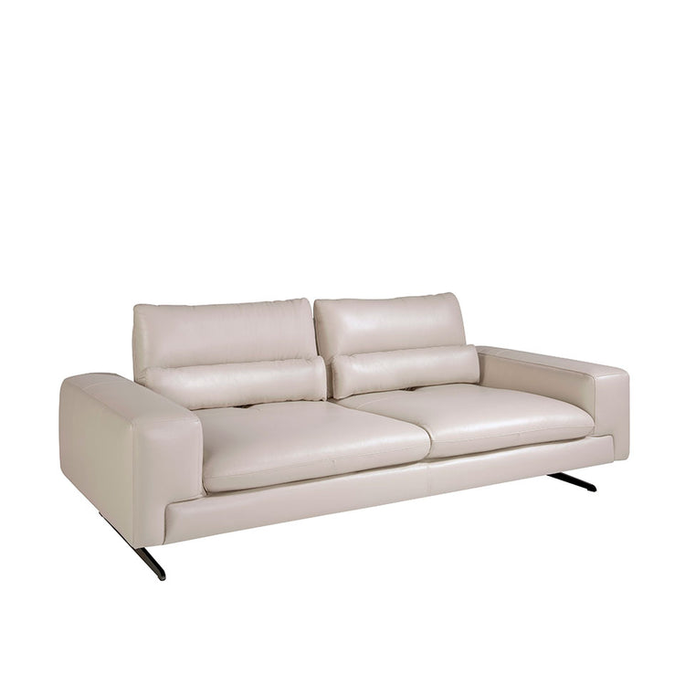 3 seater sofa upholstered in leather Taupe Grey color