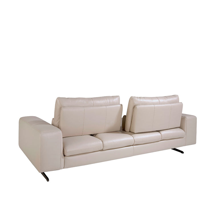 3 seater sofa upholstered in leather Taupe Grey color