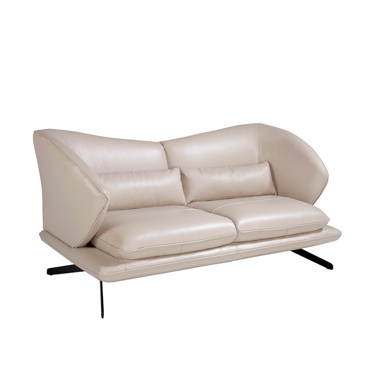 2 seater sofa upholstered in leather Taupe Grey color