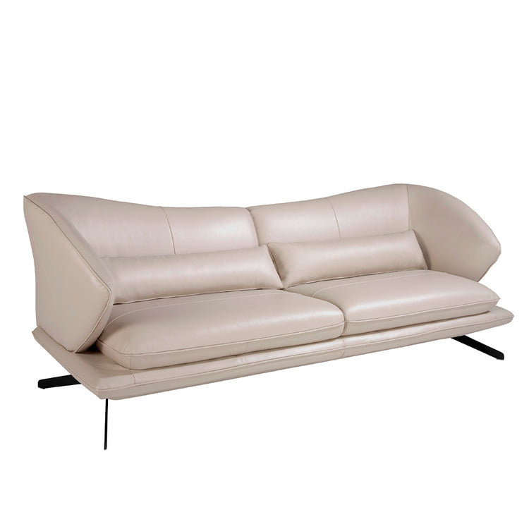 3 seater sofa upholstered in leather Taupe Grey color -Angel Cerdá