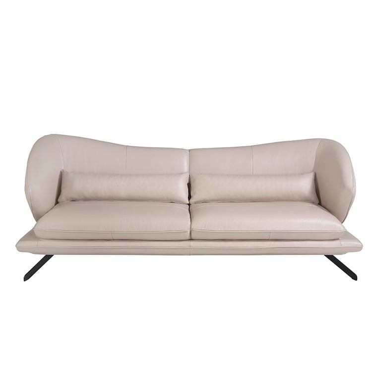 3 seater sofa upholstered in leather Taupe Grey color -Angel Cerdá