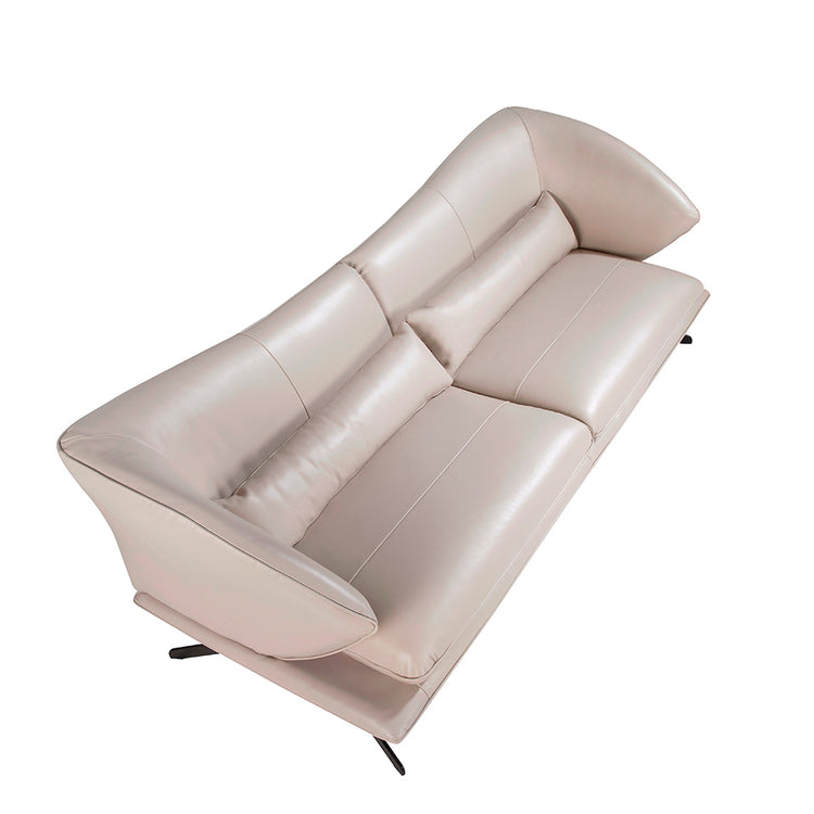 3 seater sofa upholstered in leather Taupe Grey color -Angel Cerdá