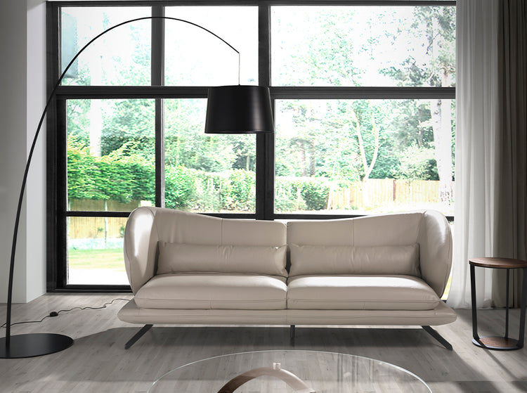 3 seater sofa upholstered in leather Taupe Grey color -Angel Cerdá