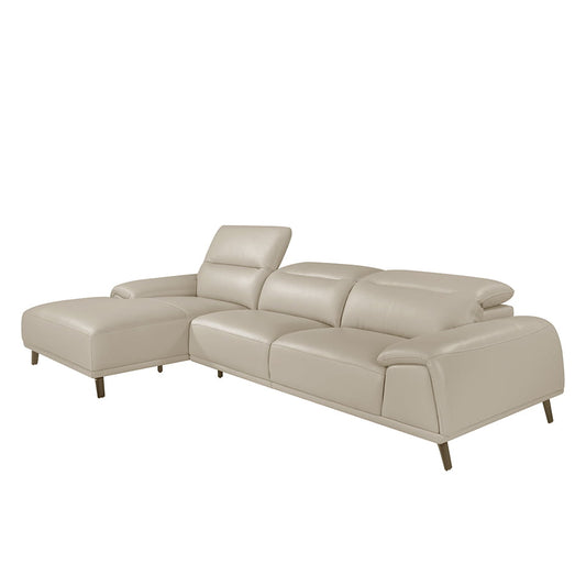 Chaise longue sofa in taupe cowhide leather-Angel Cerdá