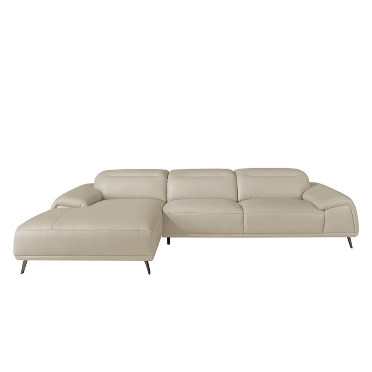 Chaise longue sofa in taupe cowhide leather-Angel Cerdá