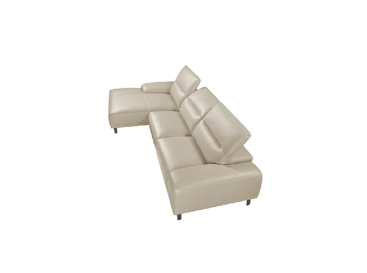 Chaise longue sofa in taupe cowhide leather-Angel Cerdá