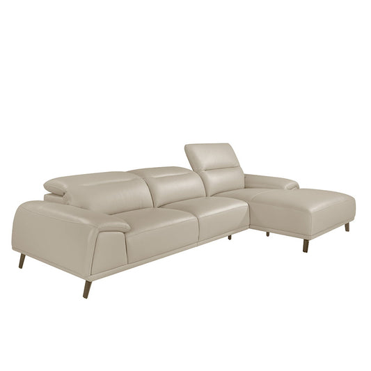 Chaise longue sofa in taupe cowhide leather-Angel Cerdá