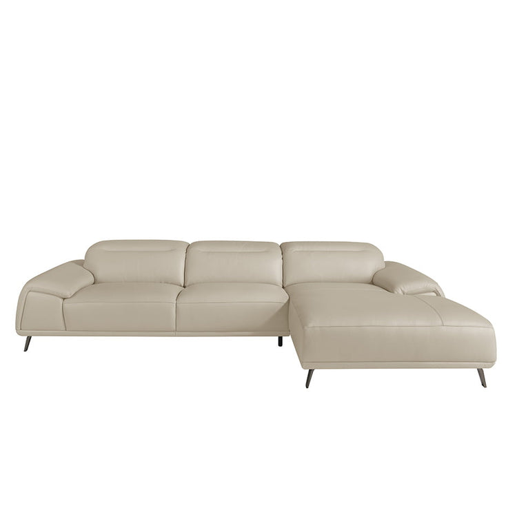 Chaise longue sofa in taupe cowhide leather-Angel Cerdá