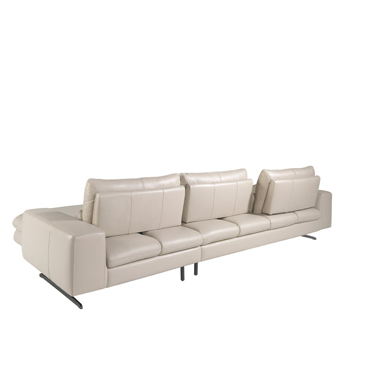 Chaiselongue Sofa (L) in leather and matt steel-Angel Cerdá