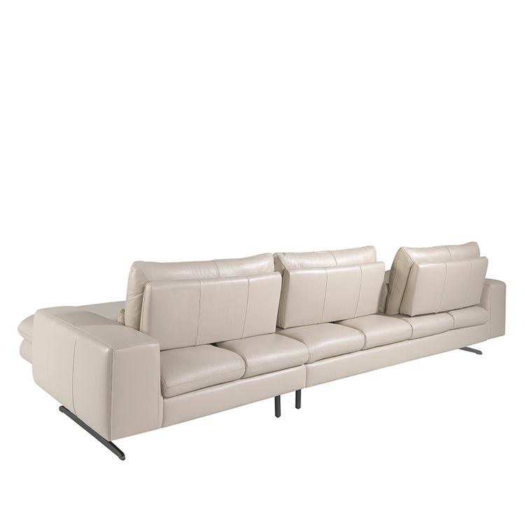 Chaiselongue Sofa (R) in leather and matt steel-Angel Cerdá