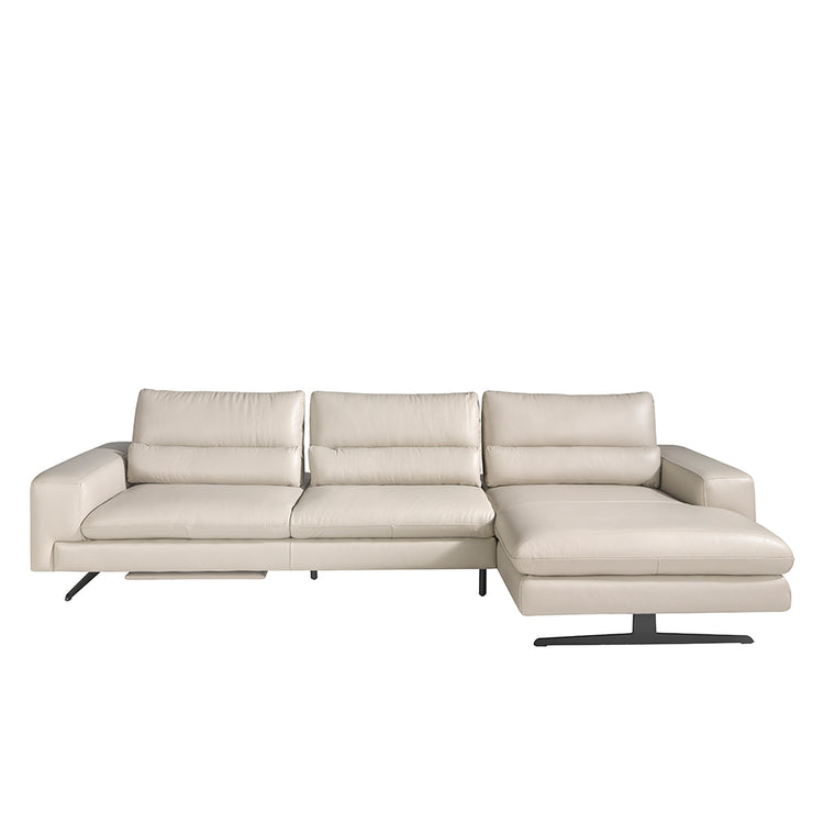 Chaiselongue Sofa (R) in leather and matt steel-Angel Cerdá