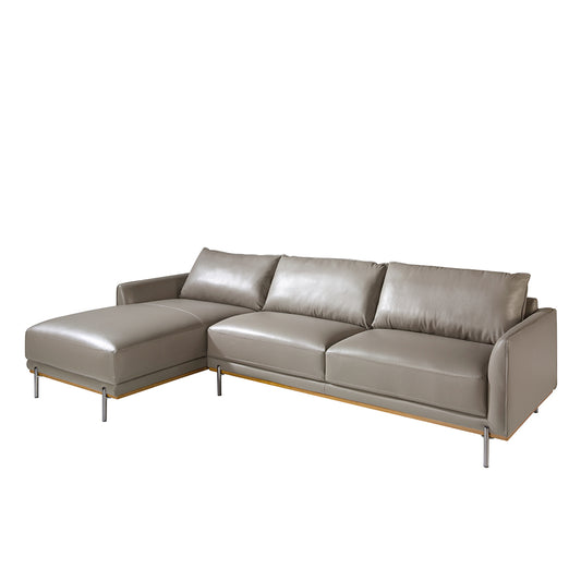 Chaiselongue Sofa (L) in leather and darkened steel-Angel Cerdá