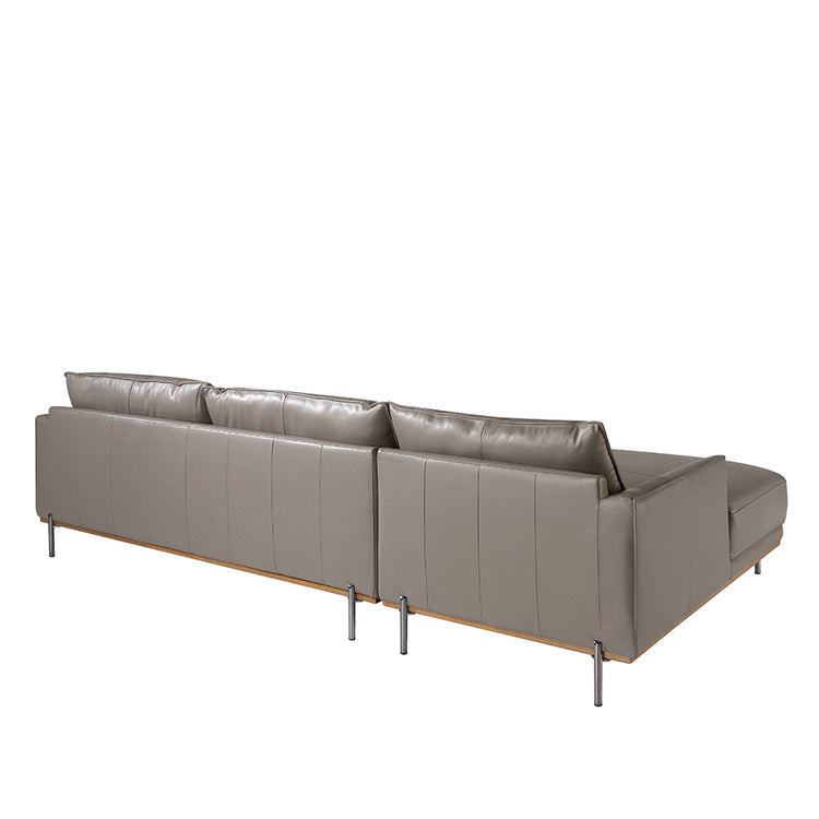 Chaiselongue Sofa (L) in leather and darkened steel-Angel Cerdá