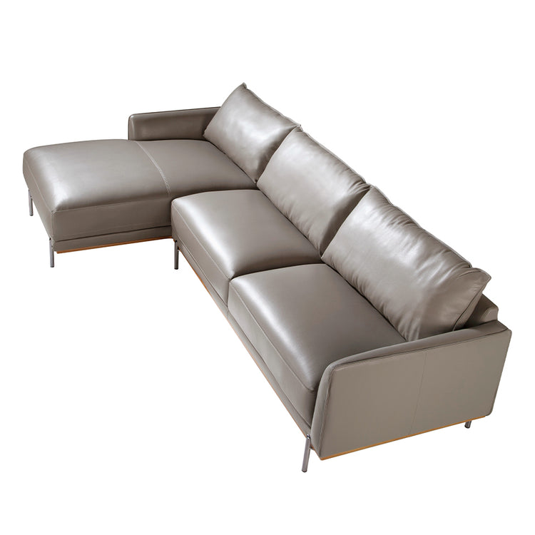 Chaiselongue Sofa (L) in leather and darkened steel-Angel Cerdá