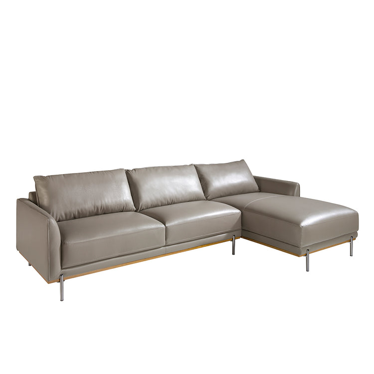 Chaiselongue Sofa (R) in leather and darkened steel-Angel Cerdá