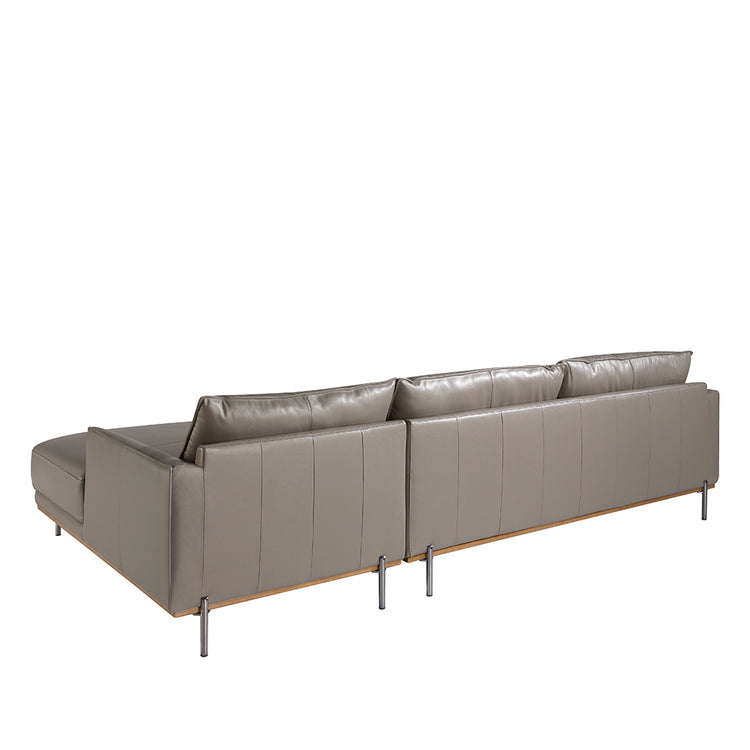 Chaiselongue Sofa (R) in leather and darkened steel-Angel Cerdá