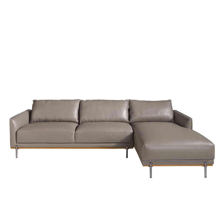 Chaiselongue Sofa (R) in leather and darkened steel-Angel Cerdá