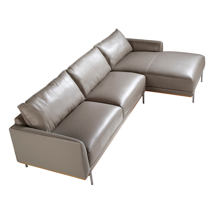 Chaiselongue Sofa (R) in leather and darkened steel-Angel Cerdá