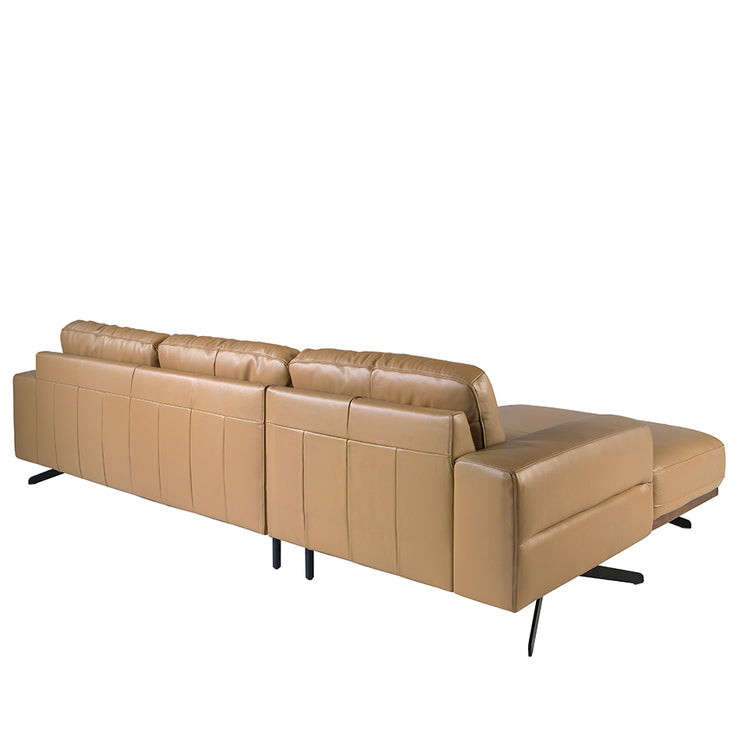 Chaise longue sofa (L) in leather and black steel-Angel Cerdá