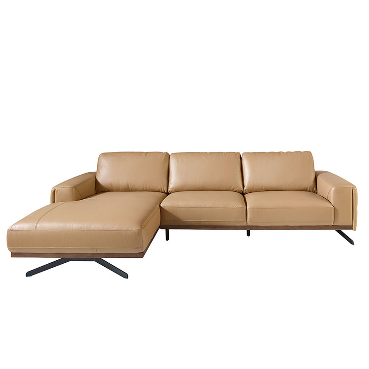 Chaise longue sofa (L) in leather and black steel-Angel Cerdá