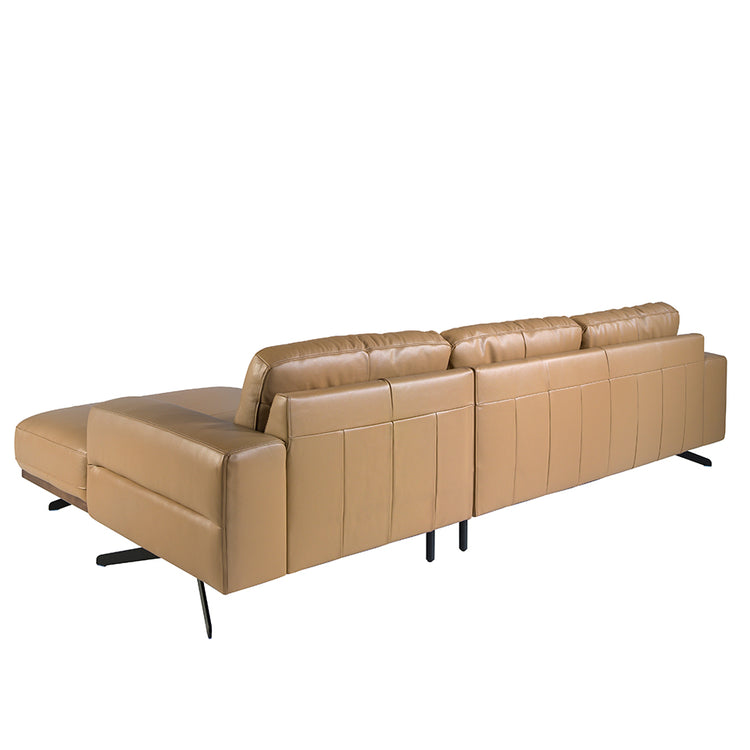 Chaise longue sofa (R) in leather and black steel-Angel Cerdá