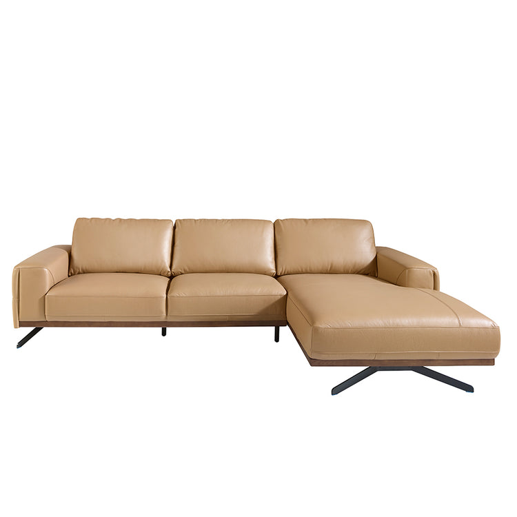 Chaise longue sofa (R) in leather and black steel-Angel Cerdá