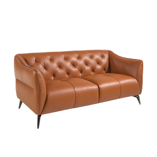 2 seater sofa upholstered in capitoné with brown beef orgien leather-Angel Cerdá