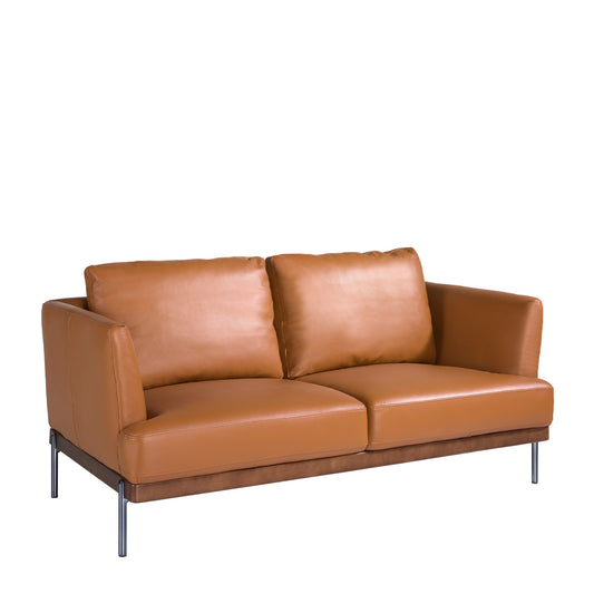 2 seater sofa upholstered in brown leather-Angel Cerdá