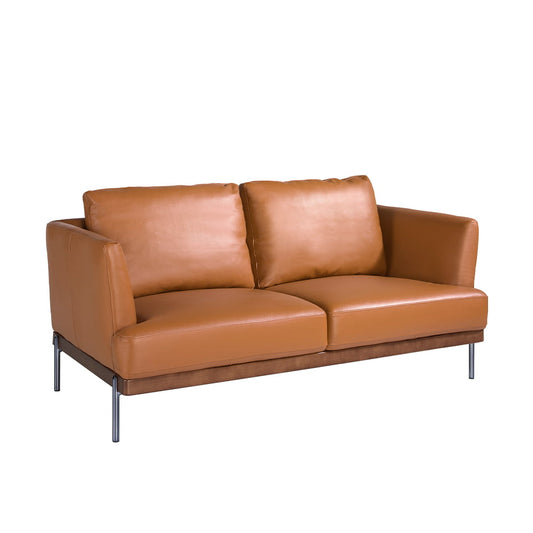 2 seater sofa upholstered in brown leather-Angel Cerdá