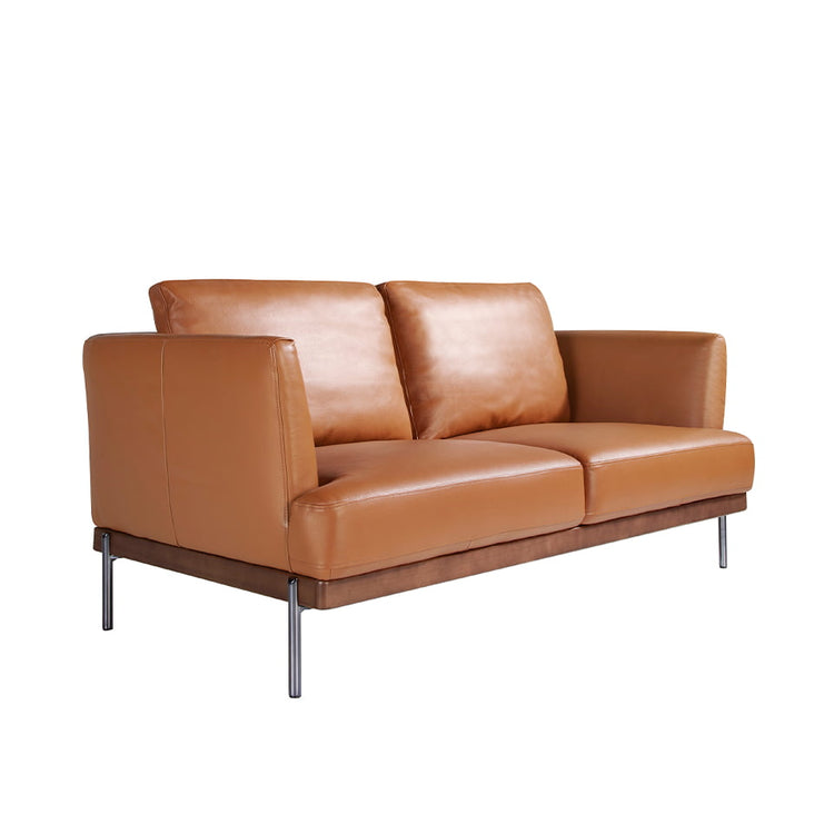 2 seater sofa upholstered in brown leather-Angel Cerdá