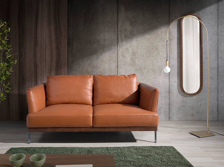 2 seater sofa upholstered in brown leather-Angel Cerdá