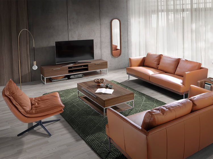 2 seater sofa upholstered in brown leather-Angel Cerdá