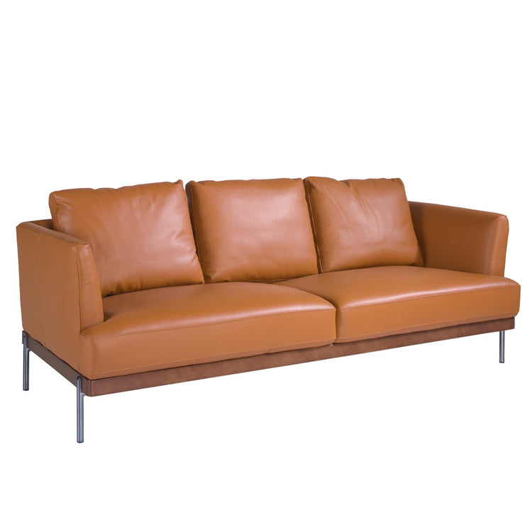 3 seater sofa upholstered in brown leather-Angel Cerdá