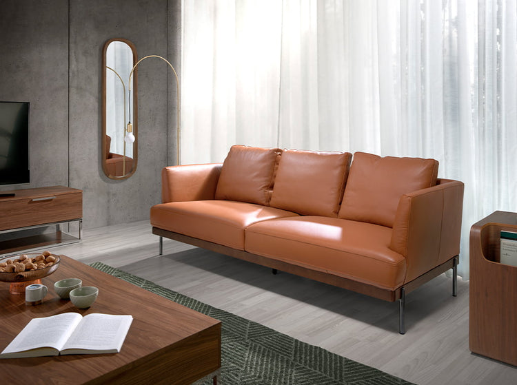 3 seater sofa upholstered in brown leather-Angel Cerdá