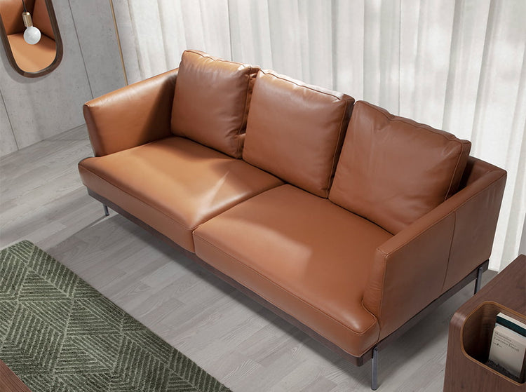 3 seater sofa upholstered in brown leather-Angel Cerdá