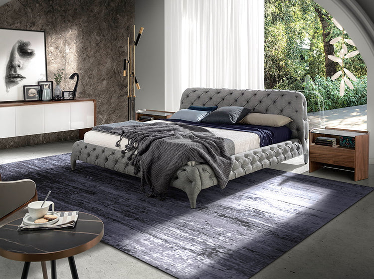 Bed upholstered in grey fabric for 180 x 200 mattress - Angel Cerdá S.L