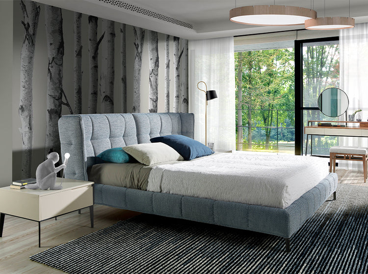 Bed upholstered in grey fabric - Angel Cerdá S.L