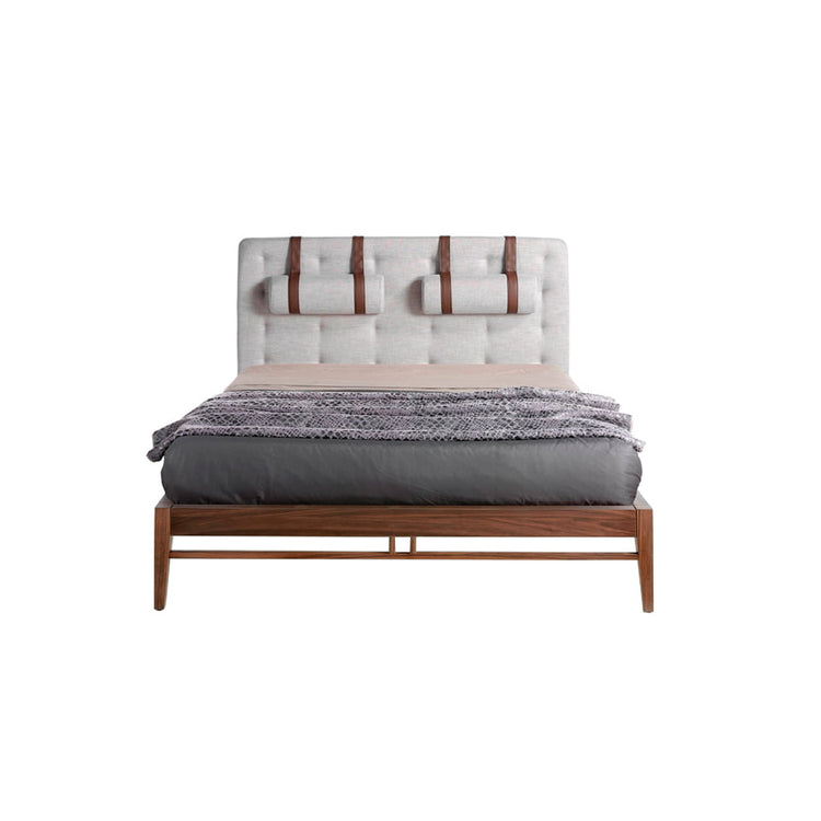 Walnut-veneered wood bed with fabric upholstered - Angel Cerdá S.L