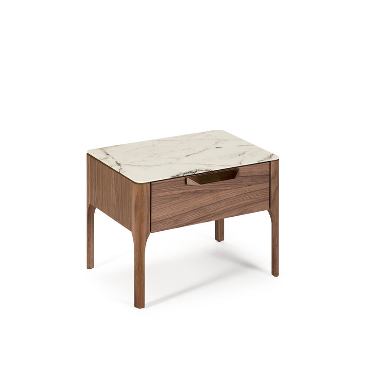 Bedside table with drawer made of walnut-veneered wood - Angel Cerdá, S.L.