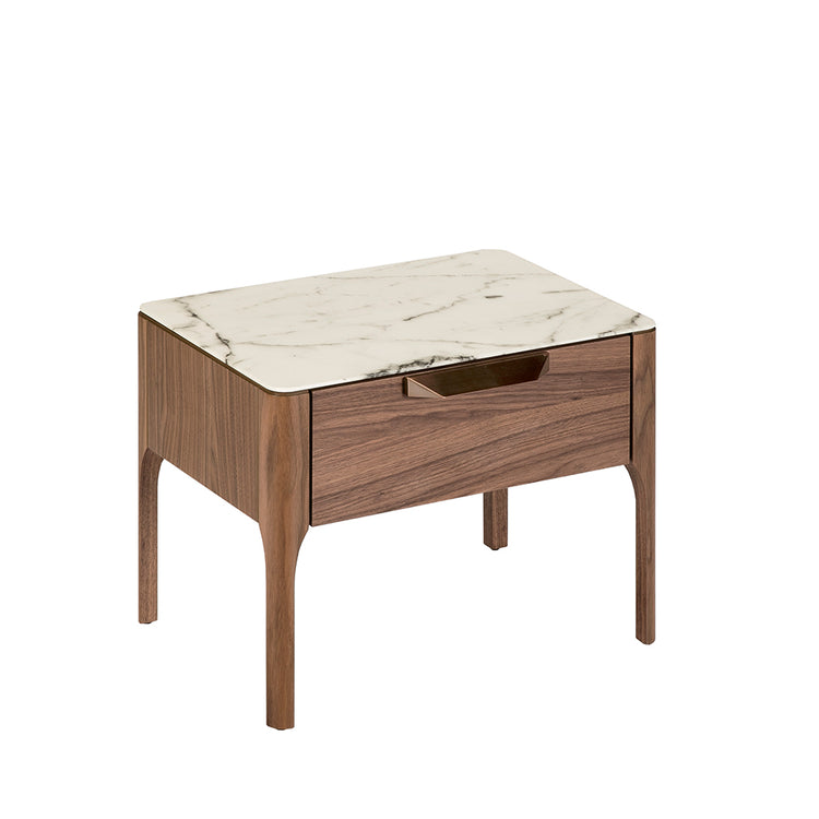 Bedside table with drawer made of walnut-veneered wood - Angel Cerdá, S.L.