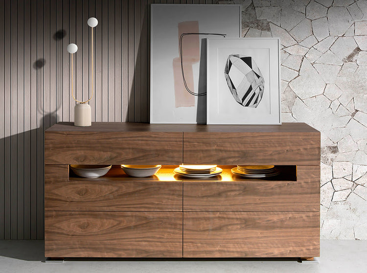 Walnut wood chest of drawers with interior led lighting - Angel Cerdá