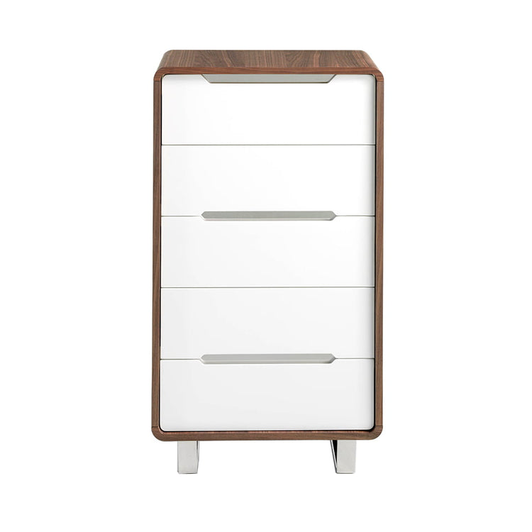 Walnut wood chiffonier with white drawers and chrome steel - Angel Cerdá