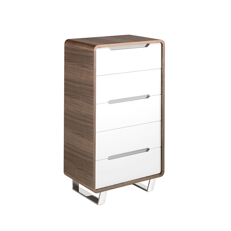 Walnut wood chiffonier with white drawers and chrome steel - Angel Cerdá