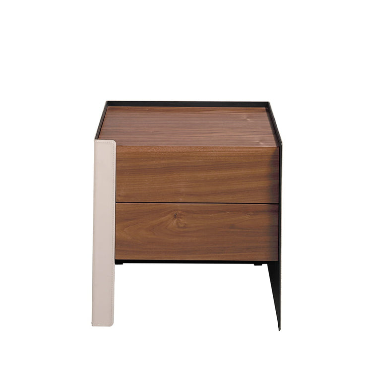 Bedisde table walnut wood and recycled leather - Angel Cerdá