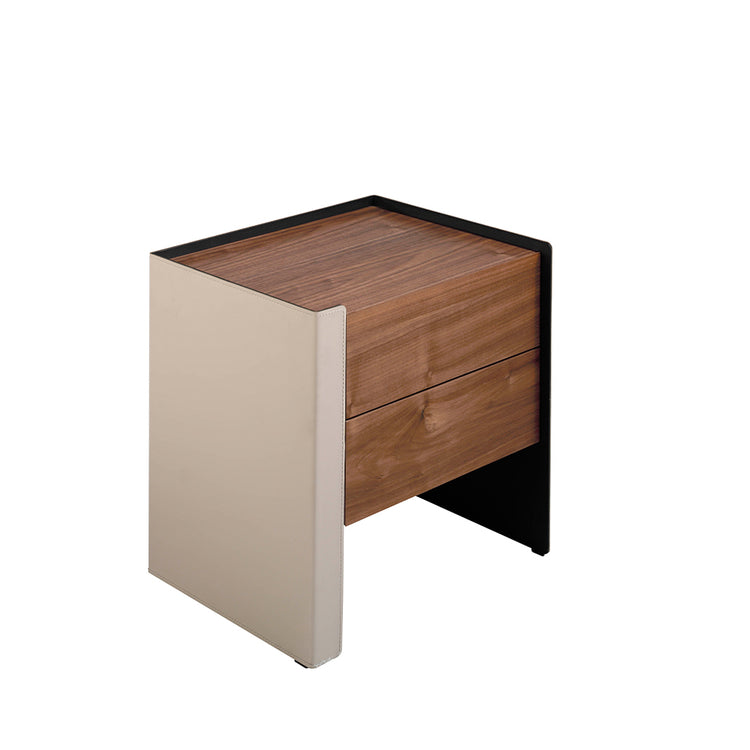 Bedisde table walnut wood and recycled leather - Angel Cerdá