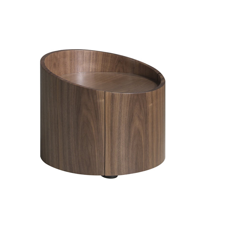 Round walnut bedside table-Angel Cerdá